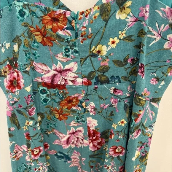 Lush Floral Linen Blend Mini Dress Size Medium - Picture 7 of 9